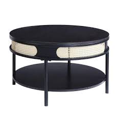 Coffee Table With Rattan Apron Accent