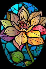 A Stained Glass Window With A Lotus