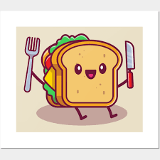 Cute Sandwich Holding Knife And Fork