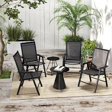 Outsunny 4 Piece Folding Chair Set For