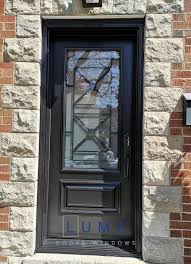 Dark Brown Steel Door With Iron Glass