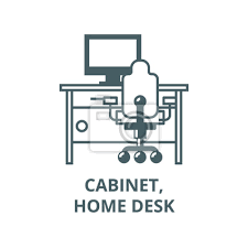 Pc And Office Chair Line Icon Vector