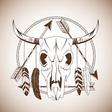 Bull Skull Icon Boho Style Bohemic