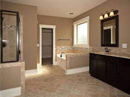 Frosted Glass Brown Tile Bathroom