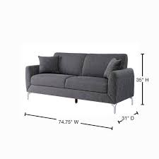 Mogule 90 In Round Arm Fabric Straight Small Sofa In Gray