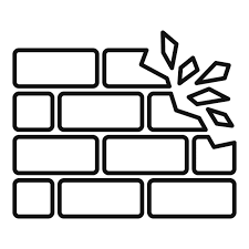 Demolition Brick Wall Icon Outline