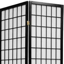 Oriental Furniture 3 Ft Tall Window Pane Shoji Screen 5 Panel Black