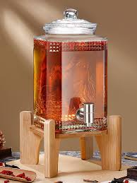 Upgraded Glass Drink Dispenser With Lid