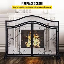 Vevor Fireplace Screen 39 X 26 6 Inch Double Door Iron Freestanding Spark Guard Blpfhsfss39inela7v0