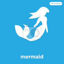 Mermaid Icon Isolated On Blue