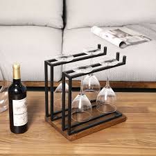 Tabletop Wine Glass Rack In Black Dark
