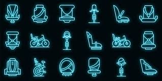 Child Seat Bike Vector Icons Neon Color