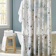 Birch Forest Bird Print Shower Curtain