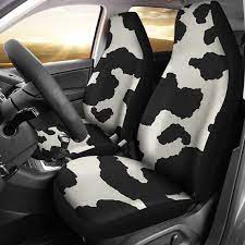 Cow Hide Car Seat Covers Set Black And