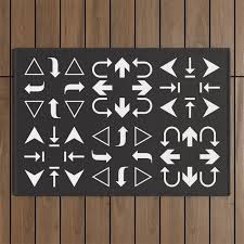 Arrows Black And White Outdoor Rug By