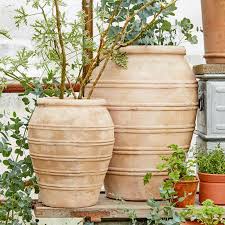 Large Ridged Terracotta Urn Home Barn