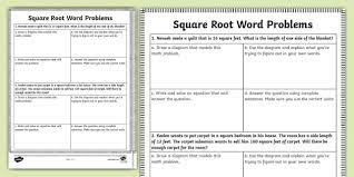 Square Root Word Problems Practice Activity