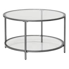 Pewter Round Glass Coffee Table