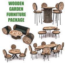 Wooden Garden Furniture Package 3d