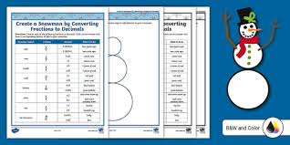 Snowman By Converting Fractions To Decimals