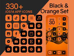 Ios Black Orange App Icons Set 330