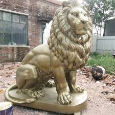 Outdoor Lion Garden Statues Glass Fiber