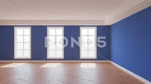 Dark Blue Room With A White Ceiling And