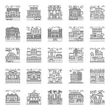 Building Flat Icons Pack Stock Vector