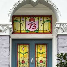 Stained Glass House Numbers Door