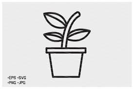 Tree Plant Pot Line Icon Vector Graphic
