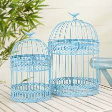 Blue Metal Birdcage With Latch Lock Closure And Hanging Hook 2 Pack