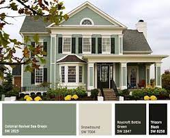 Colonial Revival Green Stone Exterior