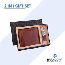 Plain Leather Wallet Keychain Set At Rs