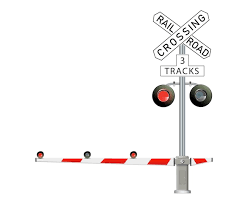 Road Signs And Railroad Crossing