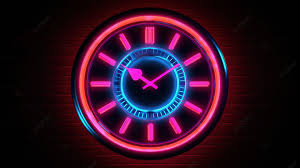 Neon Wall Clock Icon 3d Rendering Of Ui