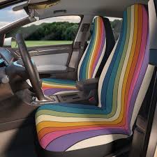 Retro Rainbow Car Seat Cover For Women