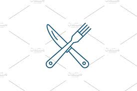 Fork And Knife Line Icon Concept Line