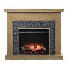 Standlon Touch Screen Electric Fireplace With Faux Stone Surround