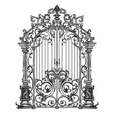 Antique Metal Gate Black On White