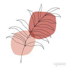 Leaves Icon Line Art Tropical Wall