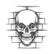 Skull On The Brick Wall Tattoo Graphic