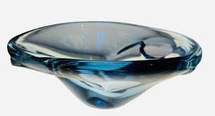 Danish Blue Glass Decorative Bowl