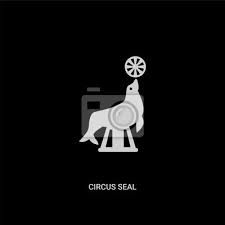 White Circus Seal Vector Icon On Black