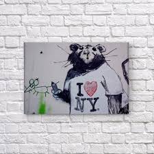 Banksy Canvas Wall Art Rat I Love You