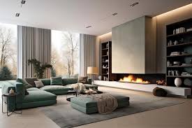 Elegant Living Room Flat Gas Fireplace