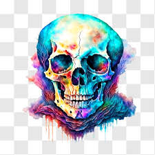 Vibrant Watercolor Skull Art