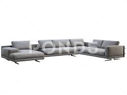 Modern Gray Fabric Corner Sofa With