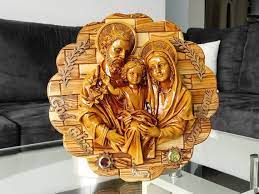 Holy Family Olive Wood Hand Made Icon