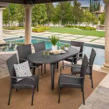 Faux Rattan Oval Outdoor Dining Set