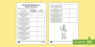Number Sentence Problems Maths
